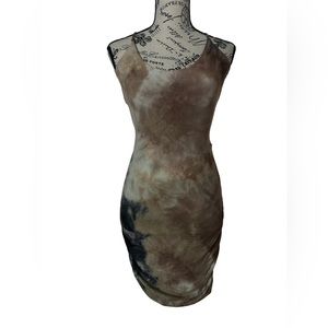 NWT Tie Dye Ruched Dress | Crisscross Back | Flattering Fit | S–L